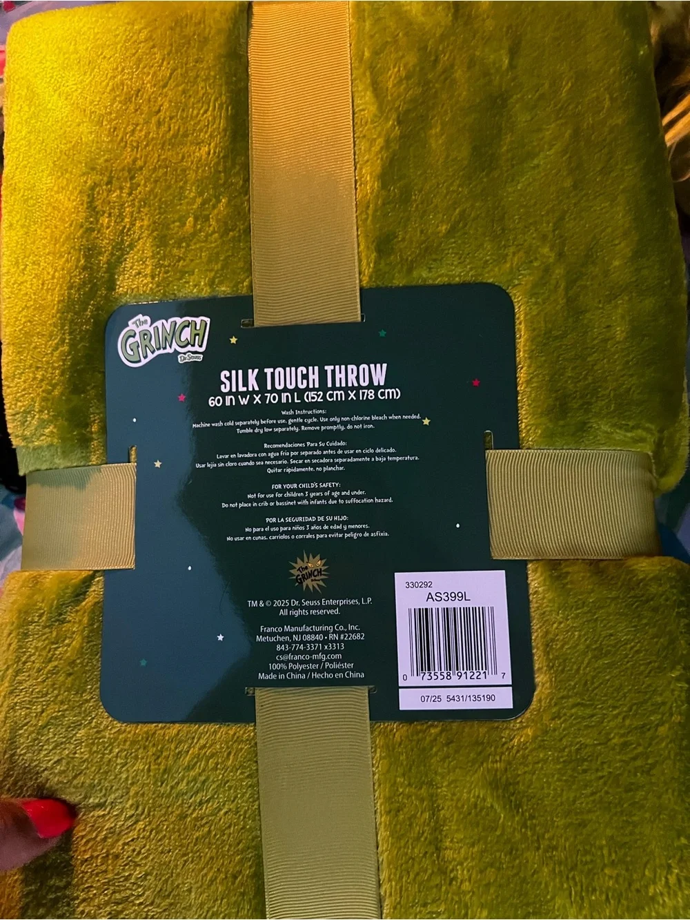 The Grinch Silk Touch Throw Blanket - Olive Green